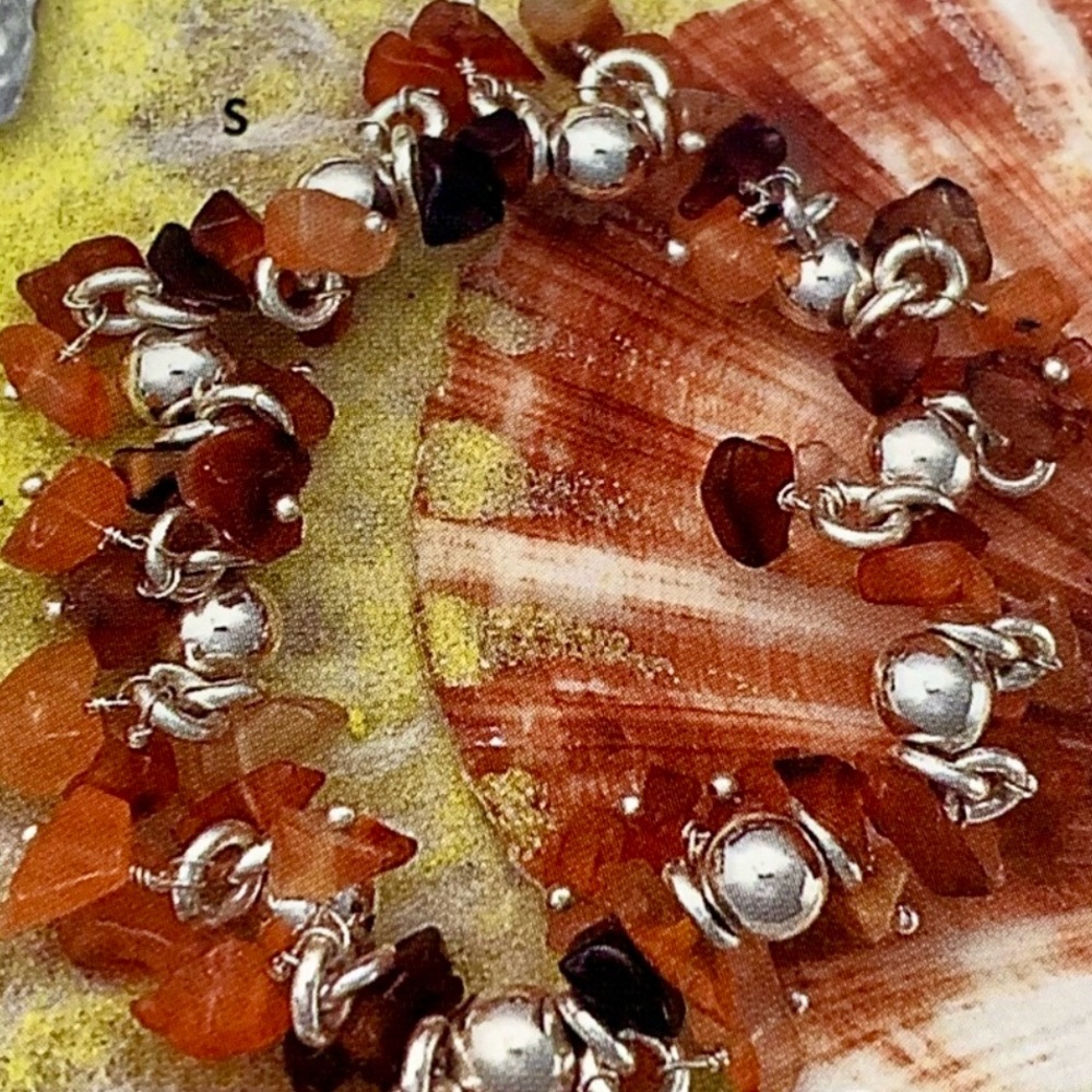 Silpada Carnelian Sterling Silver Stretch Bracelet • VERY RARE & Retired - Picture 4 of 5